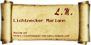 Lichtnecker Mariann névjegykártya